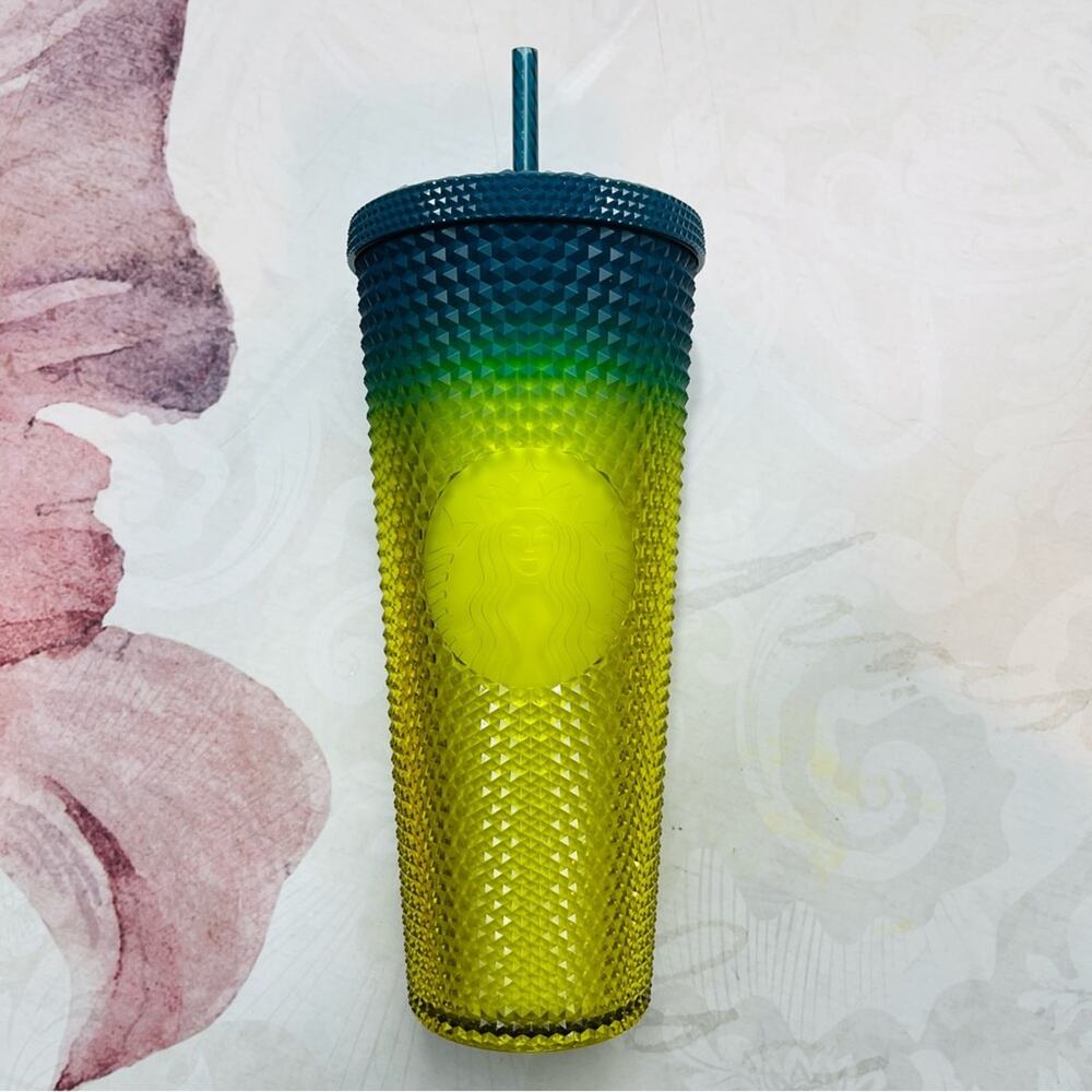 Starbucks Fall 2023 Gradient Yellow to Blue Studded Venti 24oz Tumbler NWT